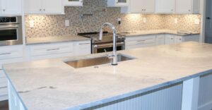 White granite countertops.